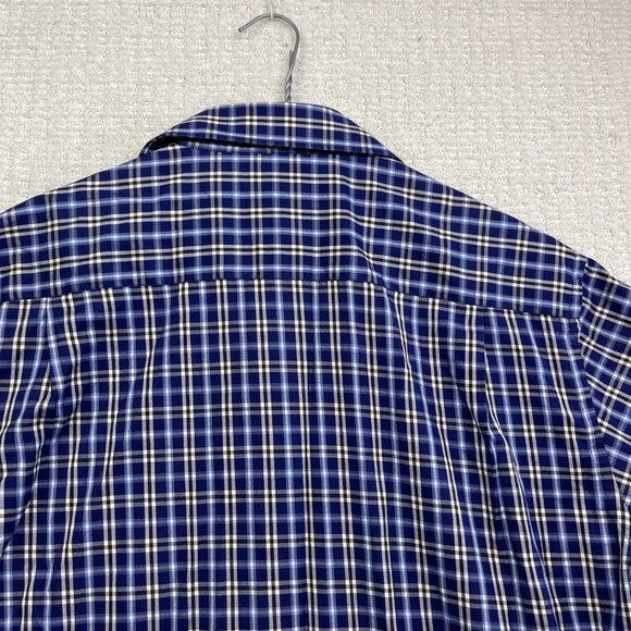 Paul & Shark Yachting Shirt Men Sz 44 Plaid Blue / Brown Short Sleeve Soft Touch - Picture 13 of 16